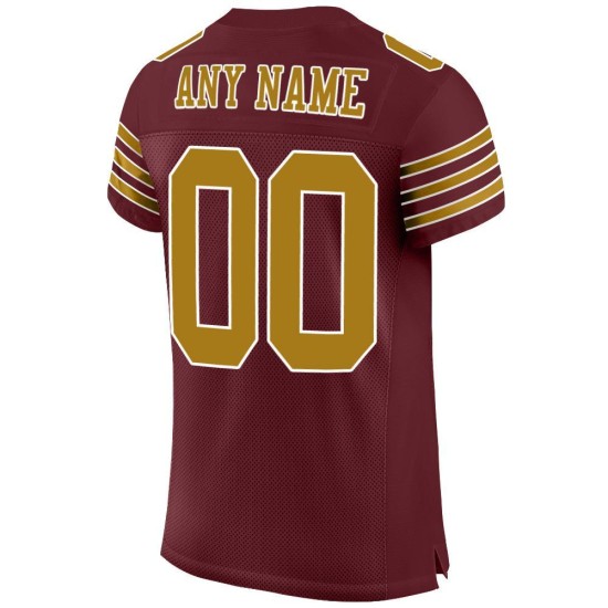 Custom Burgundy Old Gold-White Mesh Authentic Football Jersey Custom Burgundy Old Gold-White Mesh Authentic Football Jersey