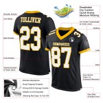 Custom Black White-Gold Mesh Authentic Football Jersey Custom Black White-Gold Mesh Authentic Football Jersey