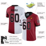 Custom Cardinal Black-White Mesh Split Fashion Football Jersey Custom Cardinal Black-White Mesh Split Fashion Football Jersey