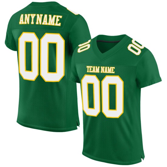 Custom Kelly Green White-Gold Mesh Authentic Football Jersey Custom Kelly Green White-Gold Mesh Authentic Football Jersey