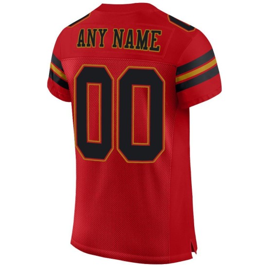 Custom Red Black-Old Gold Mesh Authentic Football Jersey Custom Red Black-Old Gold Mesh Authentic Football Jersey