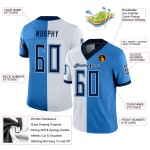 Custom Powder Blue Navy-White Mesh Split Fashion Football Jersey Custom Powder Blue Navy-White Mesh Split Fashion Football Jersey