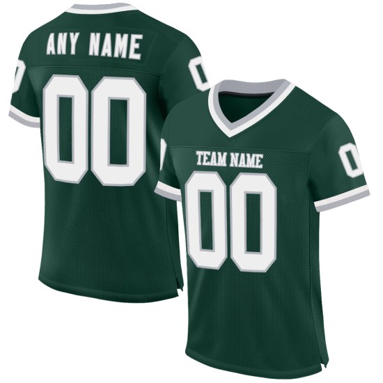 Custom Green White-Gray Mesh Authentic Throwback Football Jersey Custom Green White-Gray Mesh Authentic Throwback Football Jersey