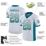 Custom White Teal-Old Gold Mesh Drift Fashion Football Jersey Custom White Teal-Old Gold Mesh Drift Fashion Football Jersey