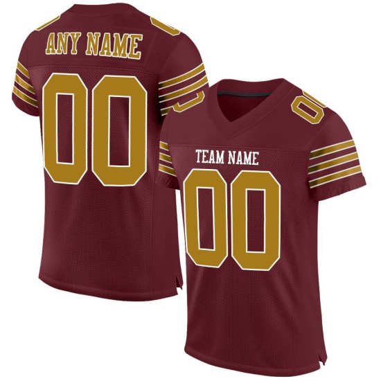 Custom Burgundy Old Gold-White Mesh Authentic Football Jersey Custom Burgundy Old Gold-White Mesh Authentic Football Jersey