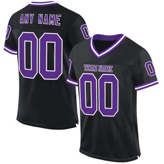 Custom Black Purple-White Mesh Authentic Throwback Football Jersey Custom Black Purple-White Mesh Authentic Throwback Football Jersey