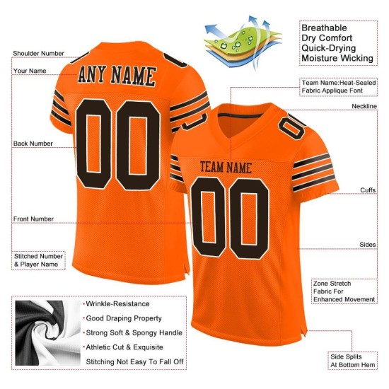 Custom Orange Brown-White Mesh Authentic Football Jersey Custom Orange Brown-White Mesh Authentic Football Jersey