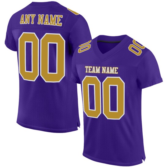 Custom Purple Old Gold-White Mesh Authentic Football Jersey Custom Purple Old Gold-White Mesh Authentic Football Jersey