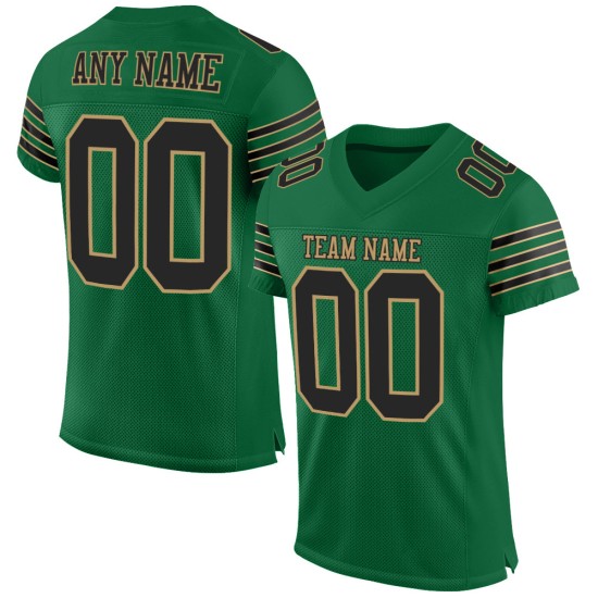 Custom Kelly Green Black-Old Gold Mesh Authentic Football Jersey Custom Kelly Green Black-Old Gold Mesh Authentic Football Jersey