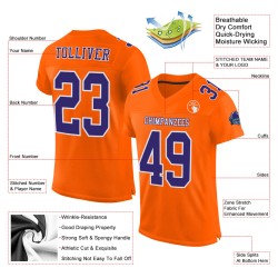 Custom Orange Purple-White Mesh Authentic Football Jersey
