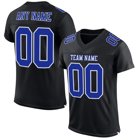 Custom Black Royal-White Mesh Authentic Football Jersey Custom Black Royal-White Mesh Authentic Football Jersey