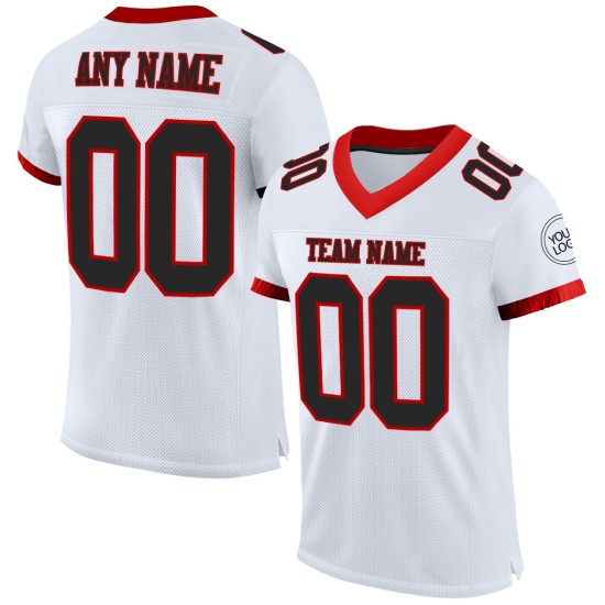 Custom White Black-Red Mesh Authentic Football Jersey Custom White Black-Red Mesh Authentic Football Jersey