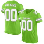 Custom Neon Green White-Gray Mesh Authentic Football Jersey Custom Neon Green White-Gray Mesh Authentic Football Jersey