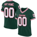 Custom Green White-Red Mesh Authentic Throwback Football Jersey Custom Green White-Red Mesh Authentic Throwback Football Jersey