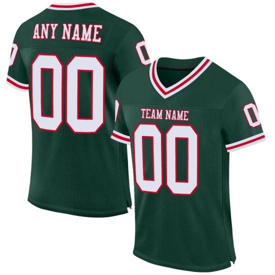 Custom Green White-Red Mesh Authentic Throwback Football Jersey Custom Green White-Red Mesh Authentic Throwback Football Jersey