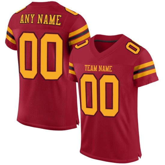 Custom Cardinal Gold-Black Mesh Authentic Football Jersey Custom Cardinal Gold-Black Mesh Authentic Football Jersey