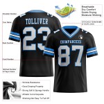 Custom Black White-Powder Blue Mesh Authentic Football Jersey Custom Black White-Powder Blue Mesh Authentic Football Jersey