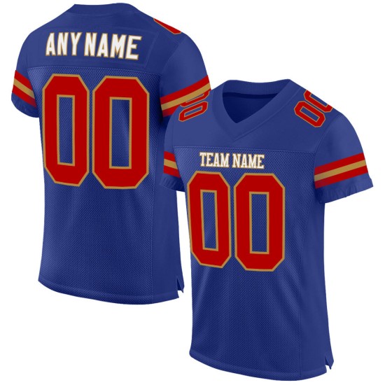 Custom Royal Red-Old Gold Mesh Authentic Football Jersey Custom Royal Red-Old Gold Mesh Authentic Football Jersey