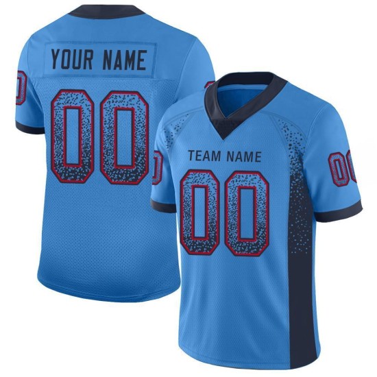 Custom Powder Blue Navy-Red Mesh Drift Fashion Football Jersey Custom Powder Blue Navy-Red Mesh Drift Fashion Football Jersey