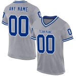 Custom Gray Royal-White Mesh Authentic Throwback Football Jersey Custom Gray Royal-White Mesh Authentic Throwback Football Jersey