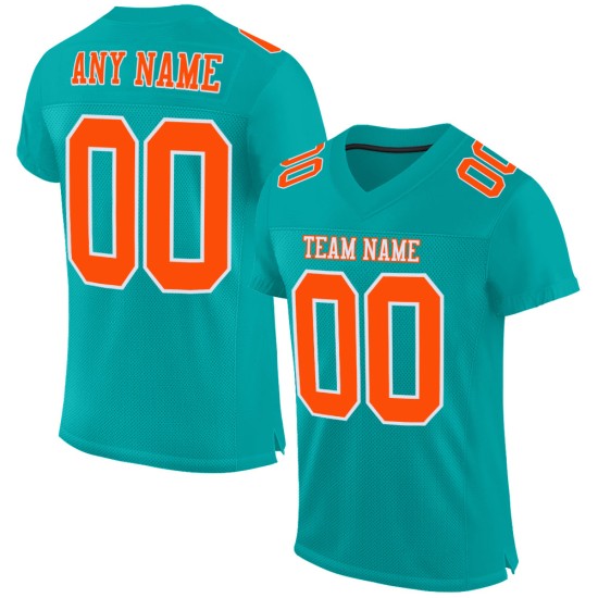 Custom Aqua Orange-White Mesh Authentic Football Jersey Custom Aqua Orange-White Mesh Authentic Football Jersey