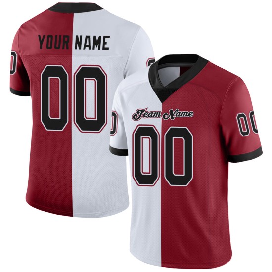 Custom Cardinal Black-White Mesh Split Fashion Football Jersey Custom Cardinal Black-White Mesh Split Fashion Football Jersey