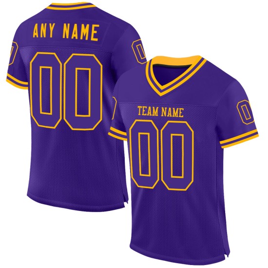 Custom Purple Gold Mesh Authentic Throwback Football Jersey Custom Purple Gold Mesh Authentic Throwback Football Jersey