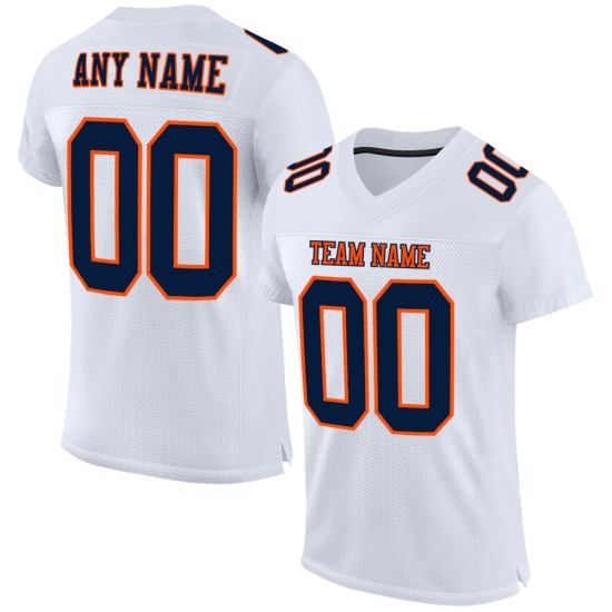 Custom White Navy-Orange Mesh Authentic Football Jersey Custom White Navy-Orange Mesh Authentic Football Jersey