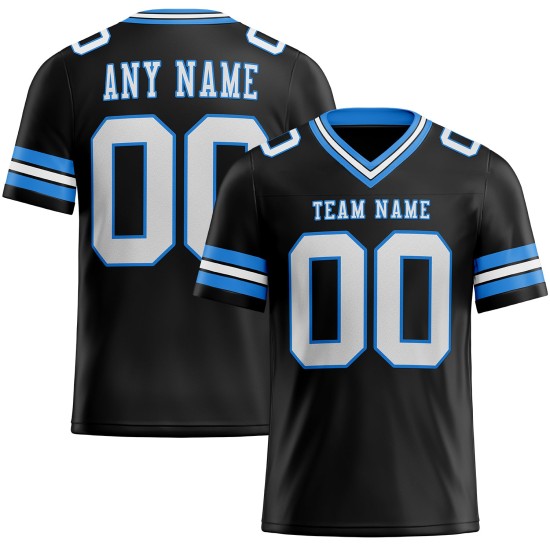 Custom Black White-Powder Blue Mesh Authentic Football Jersey Custom Black White-Powder Blue Mesh Authentic Football Jersey