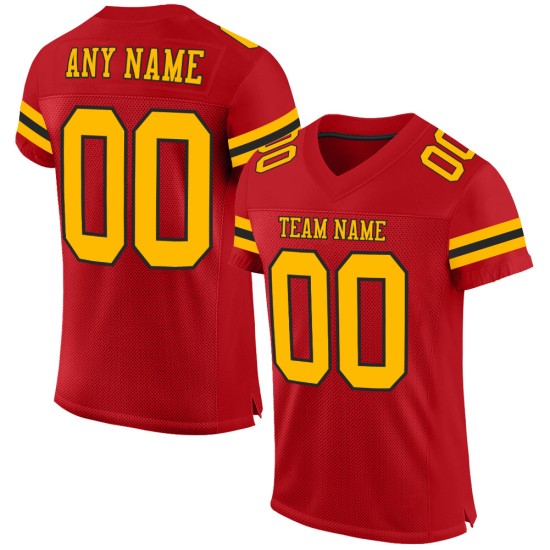 Custom Red Gold-Black Mesh Authentic Football Jersey Custom Red Gold-Black Mesh Authentic Football Jersey