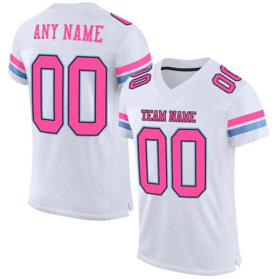 Custom White Pink Black-Light Blue Mesh Authentic Football Jersey Custom White Pink Black-Light Blue Mesh Authentic Football Jersey