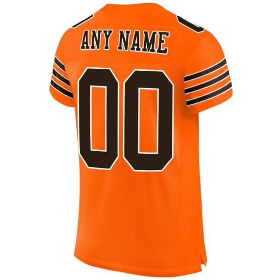 Custom Orange Brown-White Mesh Authentic Football Jersey Custom Orange Brown-White Mesh Authentic Football Jersey