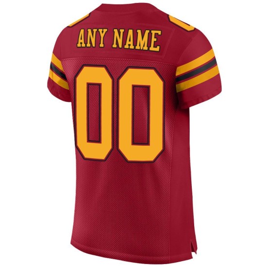 Custom Cardinal Gold-Black Mesh Authentic Football Jersey Custom Cardinal Gold-Black Mesh Authentic Football Jersey