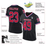 Custom Black Red-Royal Mesh Authentic Throwback Football Jersey Custom Black Red-Royal Mesh Authentic Throwback Football Jersey